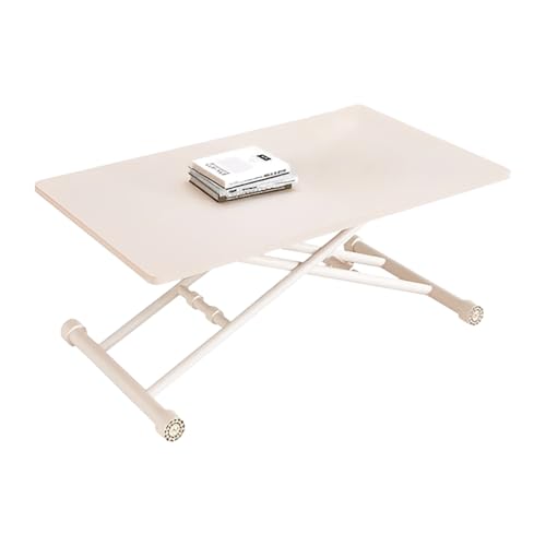 STARHMLUX Couchtisch mit Rollen Wohnzimmer - Kaffeetisch Ausziehbar Holz Modern Rahmen aus Kohlenstoffstahl Faltbares Design Geeignet füR Kleine RäUme White 47.2 * 23.6 * 27.9in von STARHMLUX