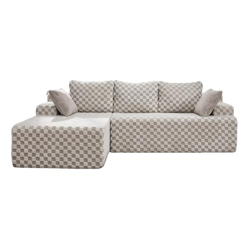 STARHMLUX Eckschlafsofa - 2-Sitzer Bodensofa Modulares Design Keine Montage Erforderlich Platzsparend für Kleine Wohnungen Gray-Green Plaid 95.7 * 61.4 * 26.8in von STARHMLUX