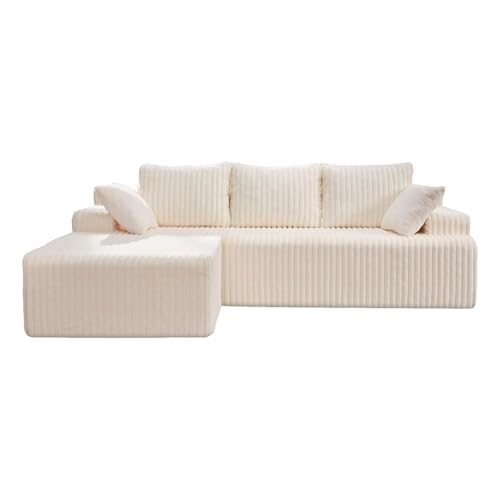 STARHMLUX Eckschlafsofa - 2-Sitzer Bodensofa Modulares Design Keine Montage Erforderlich Platzsparend für Kleine Wohnungen White Stripes 95.7 * 61.4 * 26.8in von STARHMLUX