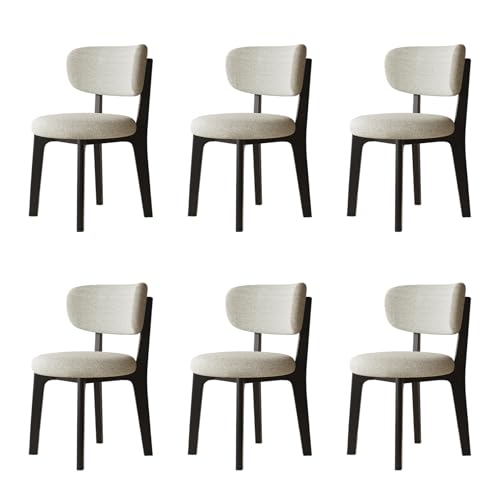STARHMLUX EsszimmerstüHle Holz 2/4/6er Set - Moderne Stühle Esszimmer Baumwoll- und Leinenstoff Abnehmbarer und waschbarer Stuhlbezug für Küche und Restaurant Black+Off-White Set of 6 von STARHMLUX