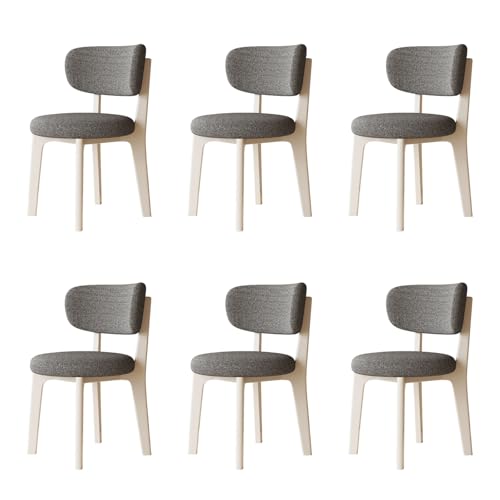 STARHMLUX EsszimmerstüHle Holz 2/4/6er Set - Moderne Stühle Esszimmer Baumwoll- und Leinenstoff Abnehmbarer und waschbarer Stuhlbezug für Küche und Restaurant Cream White+Dark Gray Set of 6 von STARHMLUX