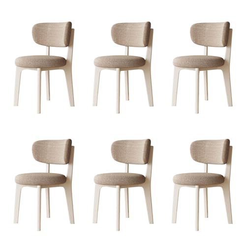 STARHMLUX EsszimmerstüHle Holz 2/4/6er Set - Moderne Stühle Esszimmer Baumwoll- und Leinenstoff Abnehmbarer und waschbarer Stuhlbezug für Küche und Restaurant Cream White+Khaki Set of 6 von STARHMLUX