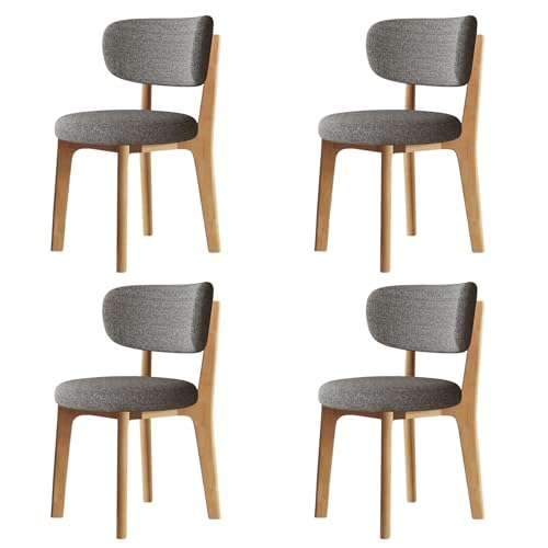 STARHMLUX EsszimmerstüHle Holz 2/4/6er Set - Moderne Stühle Esszimmer Baumwoll- und Leinenstoff Abnehmbarer und waschbarer Stuhlbezug für Küche und Restaurant Original Wood Color+Dark Gray Set of 4 von STARHMLUX