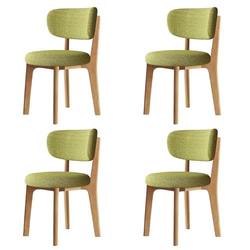 STARHMLUX EsszimmerstüHle Holz 2/4/6er Set - Moderne Stühle Esszimmer Baumwoll- und Leinenstoff Abnehmbarer und waschbarer Stuhlbezug für Küche und Restaurant Original Wood Color+Grass Green Set of 4 von STARHMLUX