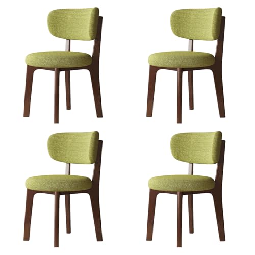 STARHMLUX EsszimmerstüHle Holz 2/4/6er Set - Moderne Stühle Esszimmer Baumwoll- und Leinenstoff Abnehmbarer und waschbarer Stuhlbezug für Küche und Restaurant Walnut+Grass Green Set of 4 von STARHMLUX