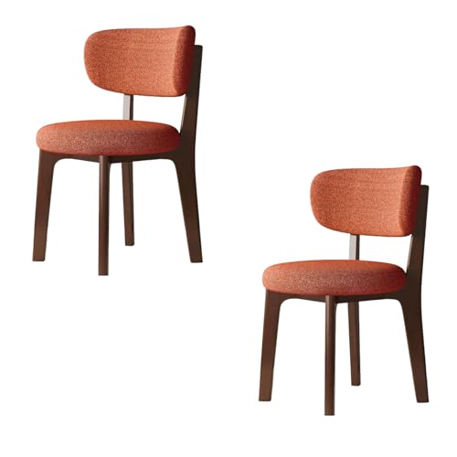 STARHMLUX EsszimmerstüHle Holz 2/4/6er Set - Moderne Stühle Esszimmer Baumwoll- und Leinenstoff Abnehmbarer und waschbarer Stuhlbezug für Küche und Restaurant Walnut+orange Set of 2 von STARHMLUX