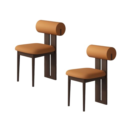 STARHMLUX EsszimmerstüHle Holz 2/4/6er Set - Moderne Stühle Esszimmer mit Gepolstert Holzstühle Bequeme Rückenlehne für den Essbereich Dark Walnut + orange 2pc von STARHMLUX