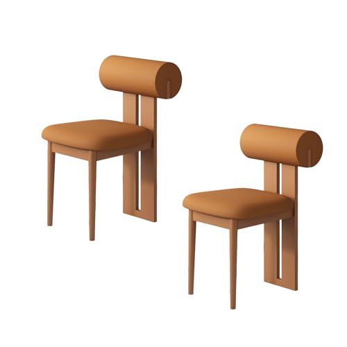 STARHMLUX EsszimmerstüHle Holz 2/4/6er Set - Moderne Stühle Esszimmer mit Gepolstert Holzstühle Bequeme Rückenlehne für den Essbereich Light Walnut + orange 2pc von STARHMLUX