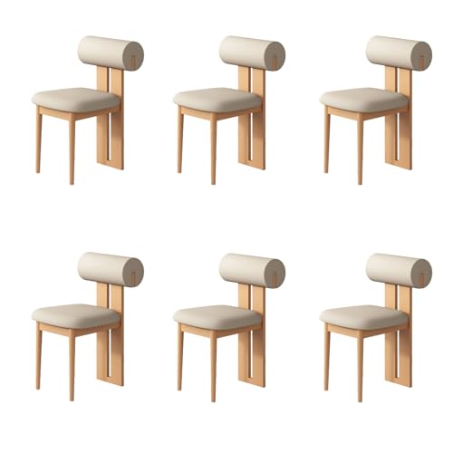 STARHMLUX EsszimmerstüHle Holz 2/4/6er Set - Moderne Stühle Esszimmer mit Gepolstert Holzstühle Bequeme Rückenlehne für den Essbereich Original Wood Color + Light Khaki 6pc von STARHMLUX