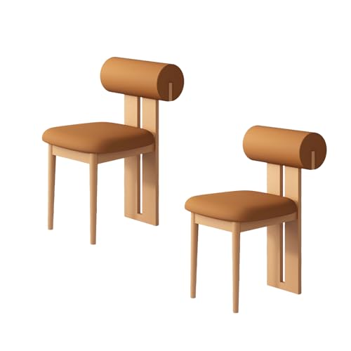 STARHMLUX EsszimmerstüHle Holz 2/4/6er Set - Moderne Stühle Esszimmer mit Gepolstert Holzstühle Bequeme Rückenlehne für den Essbereich Original Wood Color + orange 2pc von STARHMLUX
