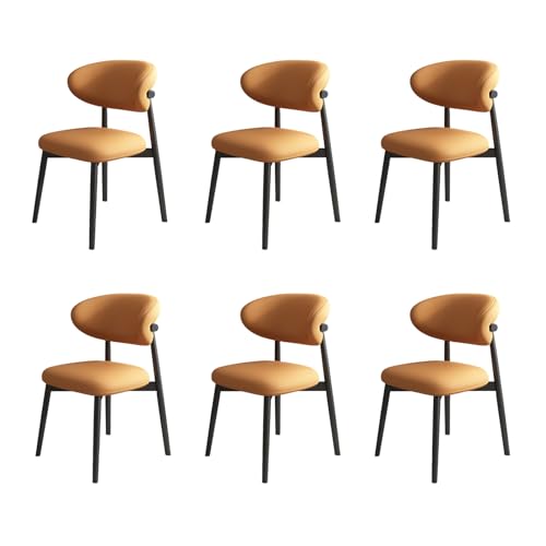 STARHMLUX EsszimmerstüHle Holz 2/4/6er Set - Moderne Stühle Esszimmer mit Gepolstert Holzstühle mit Massivholzgestell für den Essbereich Black +orange 6pc von STARHMLUX