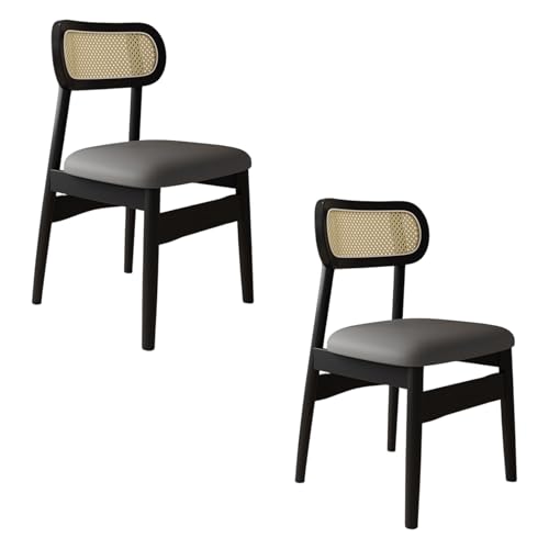 STARHMLUX EsszimmerstüHle Holz 2/4/6er Set - Moderne Stühle Esszimmer mit Rattan-Rückenlehne Pflegeleicht für den Essbereich Black +Dark Gray 2pc von STARHMLUX