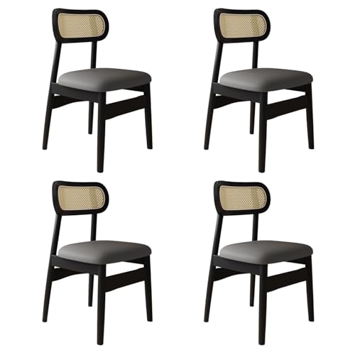 STARHMLUX EsszimmerstüHle Holz 2/4/6er Set - Moderne Stühle Esszimmer mit Rattan-Rückenlehne Pflegeleicht für den Essbereich Black +Dark Gray 4pc von STARHMLUX