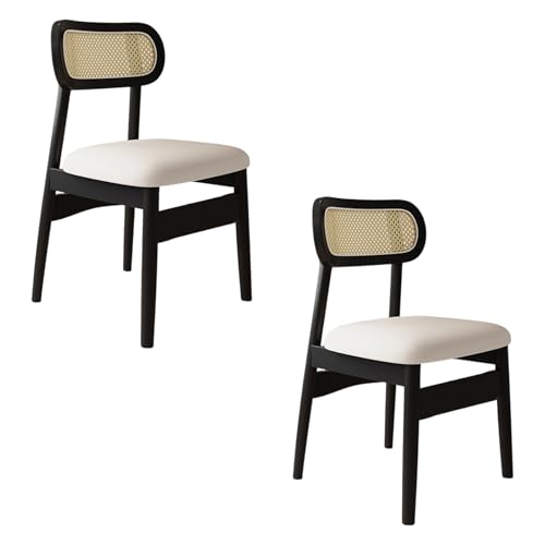 STARHMLUX EsszimmerstüHle Holz 2/4/6er Set - Moderne Stühle Esszimmer mit Rattan-Rückenlehne Pflegeleicht für den Essbereich Black +White 2pc von STARHMLUX
