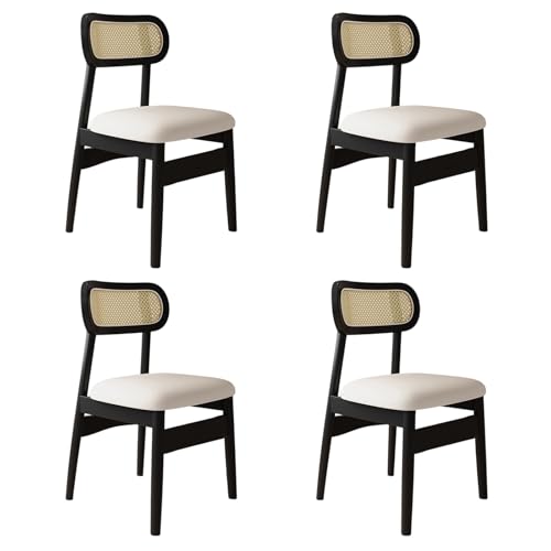 STARHMLUX EsszimmerstüHle Holz 2/4/6er Set - Moderne Stühle Esszimmer mit Rattan-Rückenlehne Pflegeleicht für den Essbereich Black +White 4pc von STARHMLUX