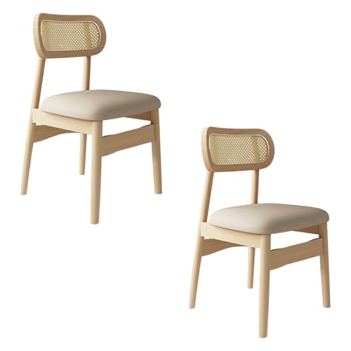 STARHMLUX EsszimmerstüHle Holz 2/4/6er Set - Moderne Stühle Esszimmer mit Rattan-Rückenlehne Pflegeleicht für den Essbereich Original Wood +Light Khaki 2pc von STARHMLUX
