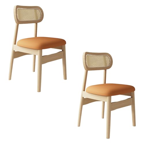 STARHMLUX EsszimmerstüHle Holz 2/4/6er Set - Moderne Stühle Esszimmer mit Rattan-Rückenlehne Pflegeleicht für den Essbereich Original Wood +orange 2pc von STARHMLUX