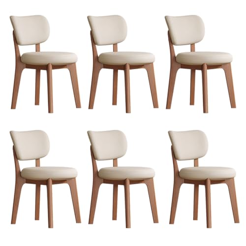 STARHMLUX Esszimmerstühle esszimmerstühle 4er Set Massivholzmaterial,küchenstühle 4er Set Hochwertiges Leder Geeignet für Esszimmer Küche Schlafzimmer Walnut-A Set of 6 von STARHMLUX