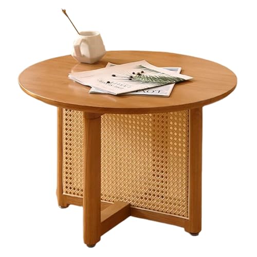 STARHMLUX Kleiner Runde Couchtische - Holz Kaffeetisch Kreuzhalterung Handgewebtes Rattanhandwerk füR Wohnzimmer Cherry 23.6 * 23.6 * 15.7in STARHMLUX Kleiner Runde Couchtische - Holz Kaffeetisch Kreuzhalterung Handgewebtes Rattanhandwerk füR Wohnzimmer Cherry 23.6 * 23.6 * 15.7in von STARHMLUX