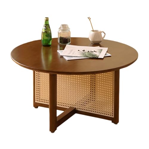 STARHMLUX Kleiner Runde Couchtische - Holz Kaffeetisch Kreuzhalterung Handgewebtes Rattanhandwerk füR Wohnzimmer Walnut 31.5 * 31.5 * 15.7in STARHMLUX Kleiner Runde Couchtische - Holz Kaffeetisch Kreuzhalterung Handgewebtes Rattanhandwerk füR Wohnzimmer Walnut 31.5 * 31.5 * 15.7in von STARHMLUX