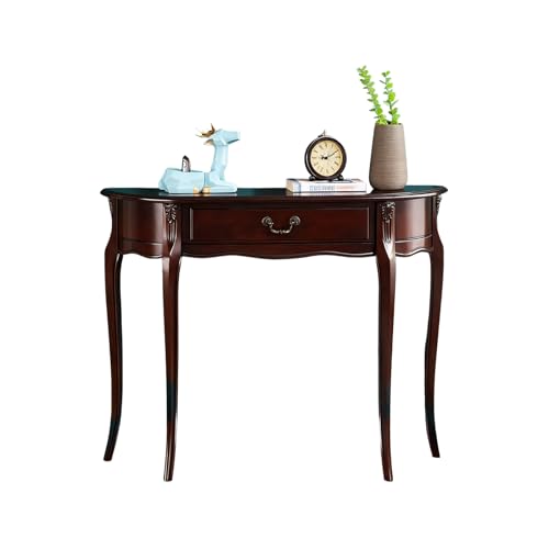 STARHMLUX Konsolentisch aus Massivholz, Flur Tisch Kommode mit schubladen, beistelltisch hoch für Diele & Wohnzimmer Eingangsbereich Dark Walnut 120cm von STARHMLUX