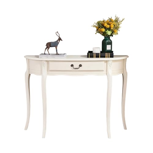 STARHMLUX Konsolentisch aus Massivholz, Flur Tisch Kommode mit schubladen, beistelltisch hoch für Diele & Wohnzimmer Eingangsbereich Ivory 120cm von STARHMLUX