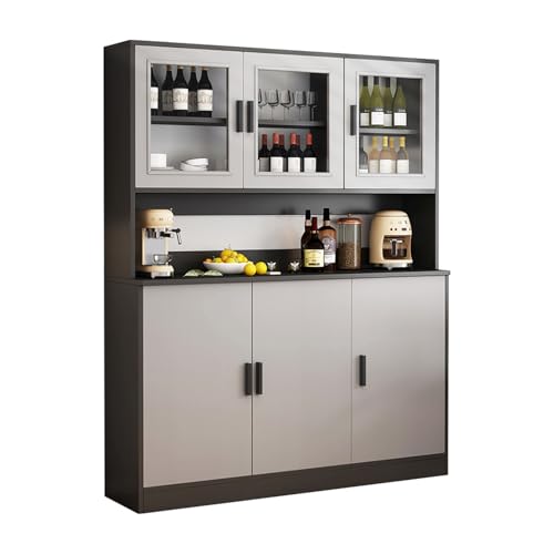 STARHMLUX Küchenschrank Buffetschrank 3-in-1 Aufbewahrungslösung Mehrzweckschrank mit Regalen & Massivholz-Gestell Küchenorganizer mit Anti-Rutsch-Funktion Gray 47.2 * 11.8 * 70.8in von STARHMLUX