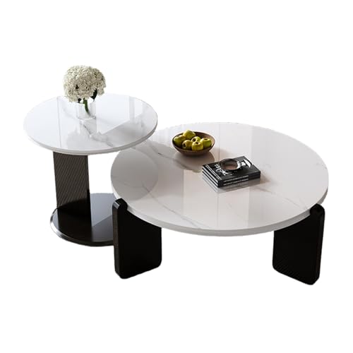 STARHMLUX Travertin Couchtisch - Runde Kaffeetisch Tischbeine aus Massivholz Tischplatte aus Rockboard füR Wohnzimmer und BüRo Black 40+80 STARHMLUX Travertin Couchtisch - Runde Kaffeetisch Tischbeine aus Massivholz Tischplatte aus Rockboard füR Wohnzimmer und BüRo Black 40+80 von STARHMLUX