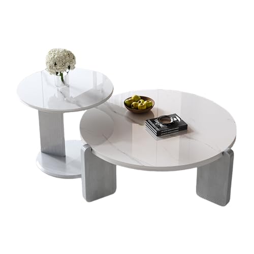 STARHMLUX Travertin Couchtisch - Runde Kaffeetisch Tischbeine aus Massivholz Tischplatte aus Rockboard füR Wohnzimmer und BüRo Gray 40+80 STARHMLUX Travertin Couchtisch - Runde Kaffeetisch Tischbeine aus Massivholz Tischplatte aus Rockboard füR Wohnzimmer und BüRo Gray 40+80 von STARHMLUX
