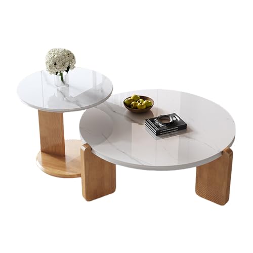 STARHMLUX Travertin Couchtisch - Runde Kaffeetisch Tischbeine aus Massivholz Tischplatte aus Rockboard füR Wohnzimmer und BüRo Natural Wood 40+80 STARHMLUX Travertin Couchtisch - Runde Kaffeetisch Tischbeine aus Massivholz Tischplatte aus Rockboard füR Wohnzimmer und BüRo Natural Wood 40+80 von STARHMLUX