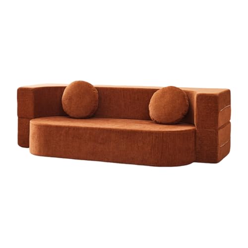 Schlaf Couch | Bodensofa - Gewebter Stoff Modulares Design platzsparend 15min Montage für Kleine Wohnungen Caramel 62.9 * 23.6 * 23.6in von STARHMLUX