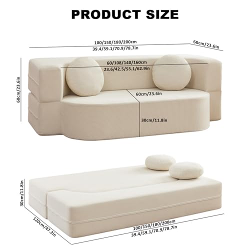 Schlaf Couch | Bodensofa - Gewebter Stoff Modulares Design platzsparend 15min Montage für Kleine Wohnungen Yellow 39.4 * 23.6 * 23.6in von STARHMLUX