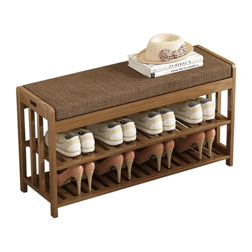 Schuhbank mit SitzfläChe - Polsterhocker Platzsparend Leicht zu Reinigen Geeignet füR Flure Kleine Wohnungen Brown 60cm Schuhbank mit SitzfläChe - Polsterhocker Platzsparend Leicht zu Reinigen Geeignet füR Flure Kleine Wohnungen Brown 60cm von STARHMLUX