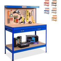 Werkbank mit Wand mit Löchern und Schublade Garage Arbeitstisch Max 120x60x150 cm von STARK