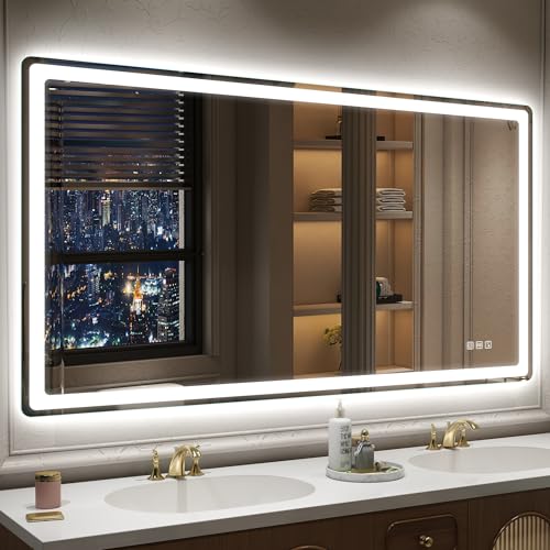 STARLEAD Badezimmerspiegel-mit-Beleuchtung 140x80cm, Großer LED-Spiegel-Bad mit Entfoggen, Bluetooth, Dimmbar, 3 Farbtemperaturen, Speicherfunktion, IP44 Hartglas Badspiegel, Horizontal/Vertikal von STARLEAD
