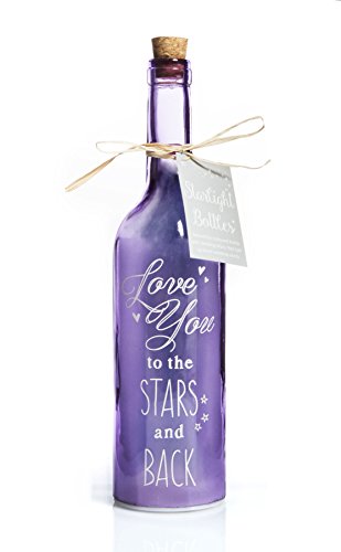 STARLIGHT BOTTLE Love You, Glas, Hellviolett, 6.70 x 6.70 x 29.50 cm von Boxer Gifts