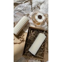 Geriffelte Stumpenkerze | Handgegossen Sojakerze Handgemacht Vegane Kerze Zero Waste Naturwachs Geschenkidee Dekoration von STARLIGHTCandlesDE