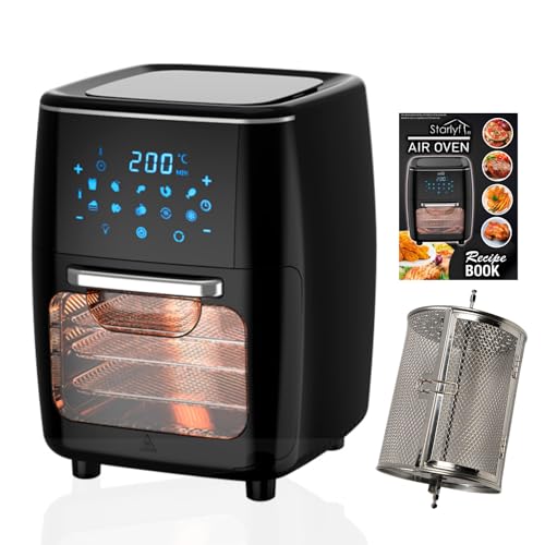 STARLYF Air Oven Fritteuse ohne Öl, 12 l, 1700 W, Air Cycling-Technologie, 10 Programme + Drehkorb, Luftfritteuse 65-200°, Touch-Panel, leicht zu reinigen (12 l - 1700 W) von STARLYF