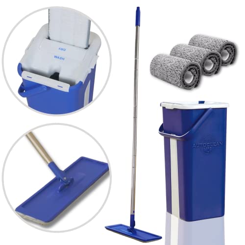 STARLYF Autoclean Mop Set mit Eimer und Mopp + 3 Mikrofasertücher, Doppelfach, trocken/nass, alle Arten von Böden, austauschbares Mikrofasertuch, kompakt, effektiv und einfach zu verstauen von STARLYF