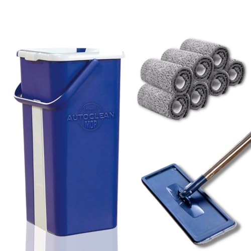 STARLYF Wischmopp Autoclean Mop Bodenwischer-Set, Beutellos, selbstreinigendes Wischsystem, Doppelkammereimer, 2,7 Liter (Autoclean Mop + 7 Matten) von STARLYF