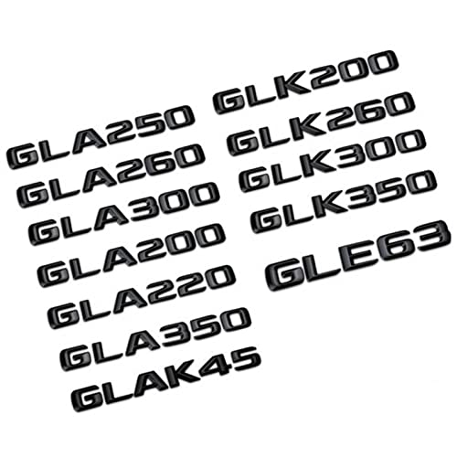 STARMS 3D ABS Auto Heckkoffer Emblem Abzeichen GLK GLA 200 220 250 260 300 350 Aufkleber passend for Mercedes X156 X164 X204 H247 W167 Zubehör (Color : Convex Glossy Black, Size : GLA 250) von STARMS