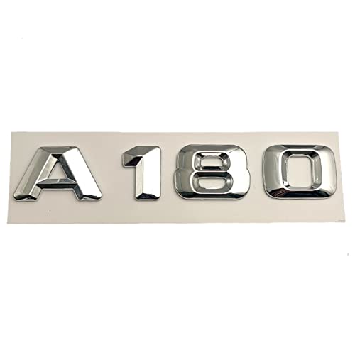 STARMS 3D ABS Chrom Buchstaben Auto Kofferraum Aufkleber Emblem Aufkleber passend for Mercedes Benz AMG A45 A160 A180 A200 A260 W176 W177 Zubehör (Color : A180) von STARMS