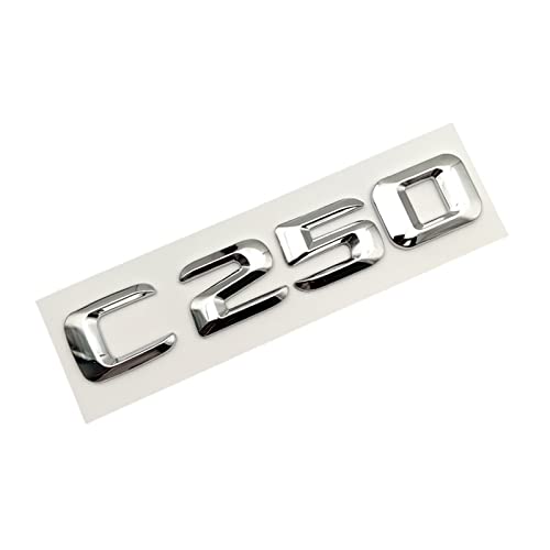 STARMS 3D ABS Chrom Buchstaben Auto Kofferraum Emblem Abzeichen Aufkleber C43 C180 C200 C220 C300 C350 Logo Passend for Mercedes W205 W204 Zubehör (Color : C250) von STARMS