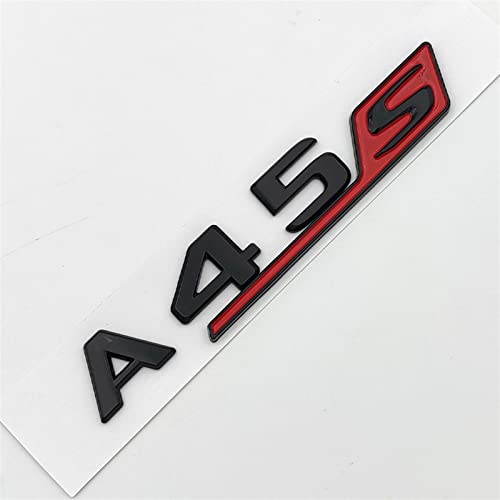 STARMS 3D ABS Rot Schwarz Chrom Auto Buchstaben Kofferraum Abzeichen Aufkleber A45S Emblem Logo Passend for Mercedes A45S AMG W177 W176 Zubehör (Color : Glossy Black Red) von STARMS