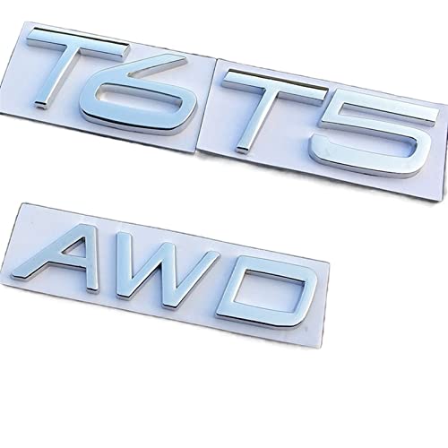 STARMS 3D-Metall-Auto-Heck-Emblem-Abzeichen-Aufkleber T5 T6 AWD Aufkleber, Passend for Volvo XC60 XC90 S60 S80 S60L V40 V60 Zubehör (Size : AWD) von STARMS