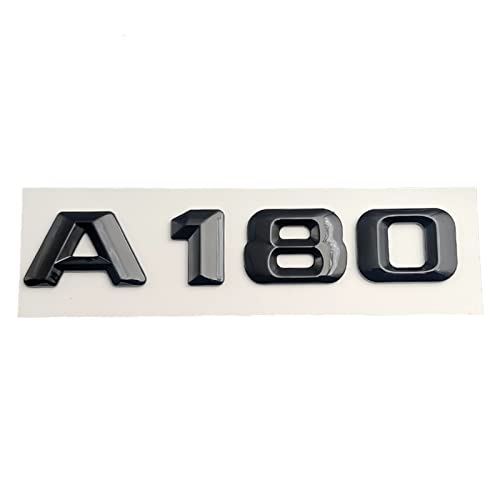 STARMS ABS Schwarz 3D Buchstaben for Auto Kofferraum Abzeichen Aufkleber Emblem Logo passend for Mercedes Benz A45 A160 A180 A200 A260 W176 W177 Zubehör (Color : Glossy Black, Size : A180) von STARMS