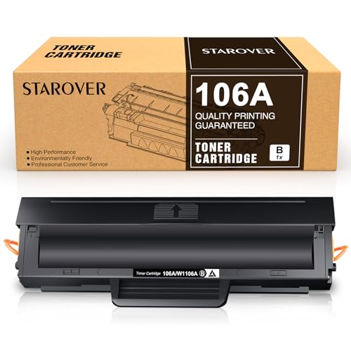 STAROVER 106A W1106A Toner Kompatibel für HP 106A Toner für HP 107w Toner Laser 107a 107r für HP 135a Toner Laser MFP 135wg MFP 137fwg 135r 135w 137fnw (1 Schwarz, Mit Chip) von STAROVER