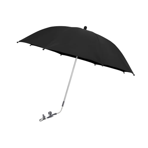 STARRY CITY Kinderwagen Regenschirm Mit Verstellbarer Klammer Buggy Sonnenschirm Mit Clip Auf UPF 50+ Ideal Für Kinder(Schwarz) von STARRY CITY