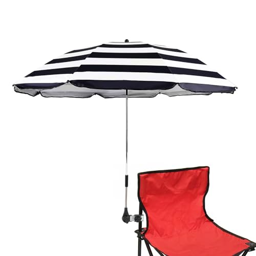 STARRY CITY Sonnenschirm für Stuhl mit Verstellbarer Klemme,Oberfläche115cm,mit Regenschirm Clip Befestigung für Terrassenstühle,Strandstühle,liegestuhl,Rollstühle,Golfwagen (B-Streifen) von STARRY CITY