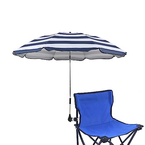 STARRY CITY Sonnenschirm für Stuhl mit Verstellbarer Klemme,Oberfläche115cm,mit Regenschirm Clip Befestigung für Terrassenstühle,Strandstühle,liegestuhl,Rollstühle,Golfwagen (Streifen) von STARRY CITY